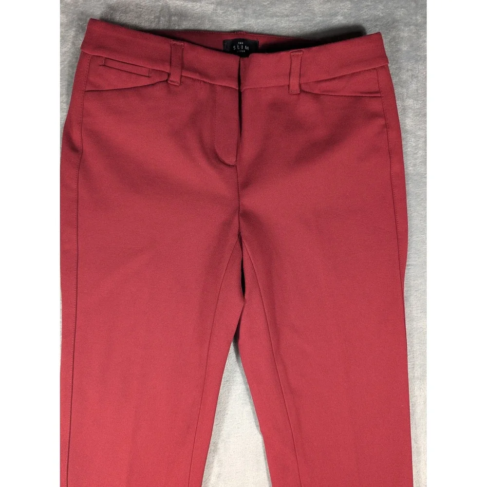 White House Black Market The Slim Ankle Pant Burgundy Maroon Work Trouser Size 2
